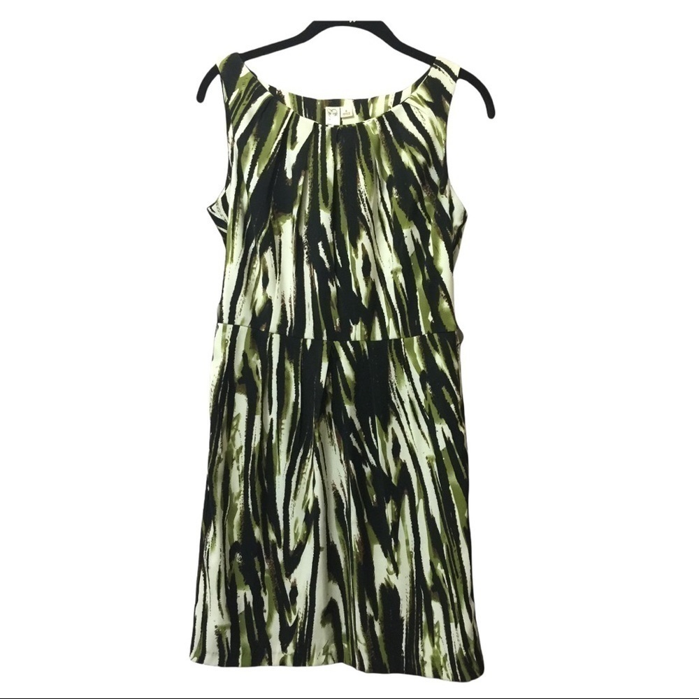 𝅺EMMA & Michelle sleeveless sheath dress green black white career neutral size 6